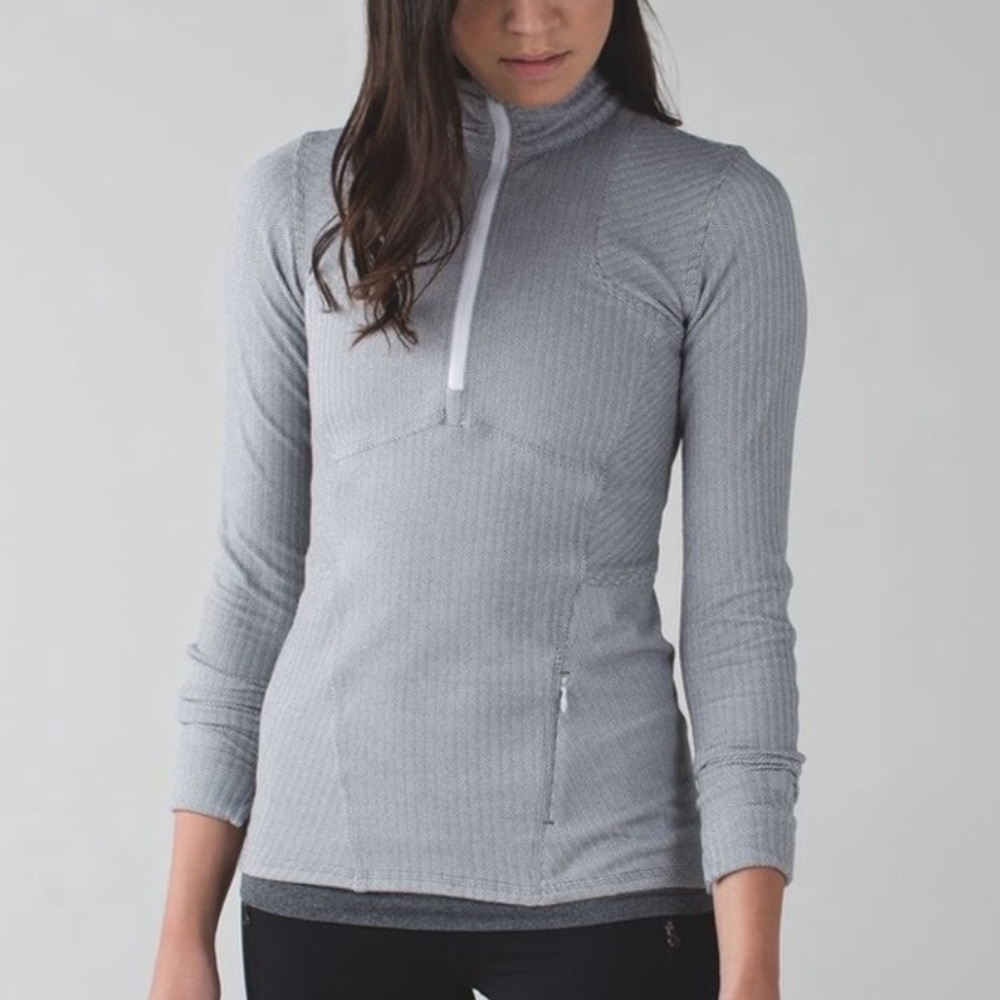 lululemon quarter zip | gray + white
